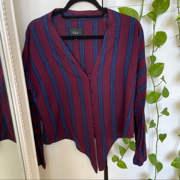 Rails Sloane Front-Tie Button-Up in Janeiro Stripe - Picture 2 of 3